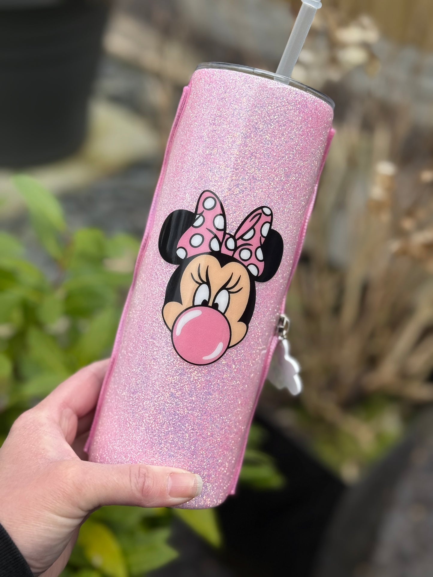 Minnie bubblegum zipper tumbler