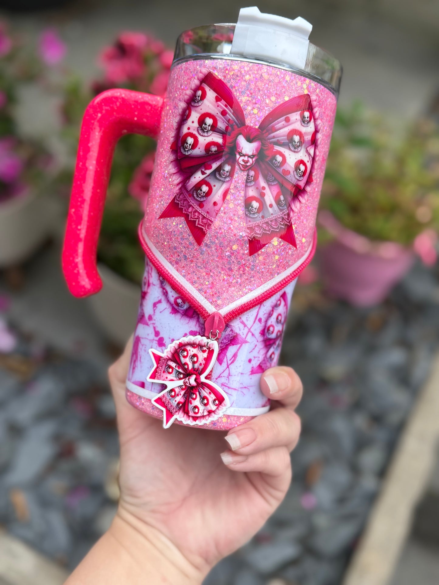 20oz Pink horror tumbler