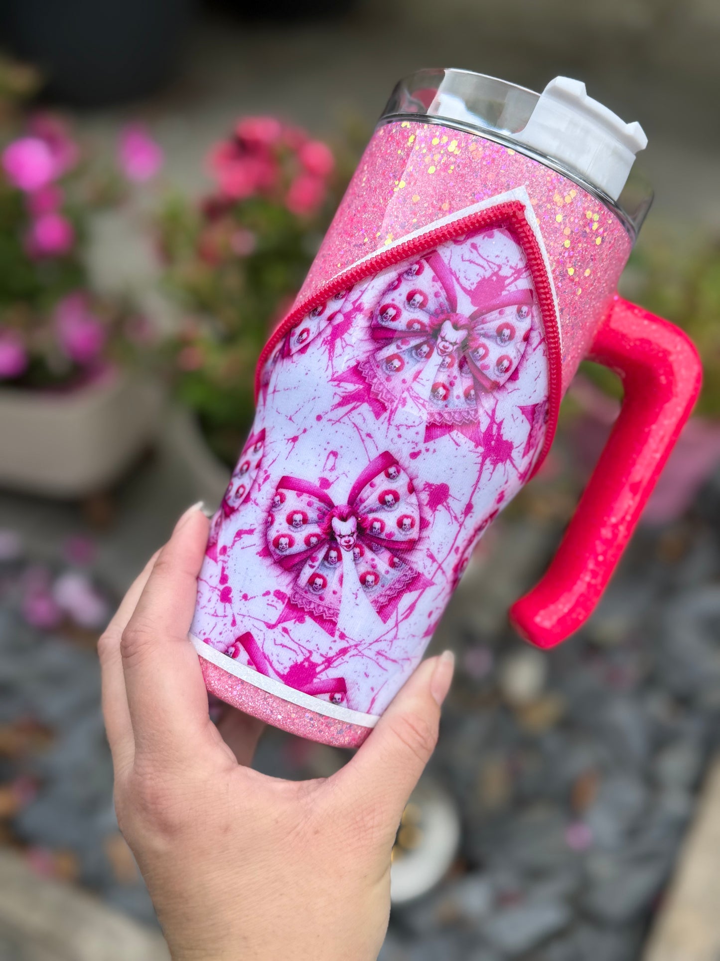20oz Pink horror tumbler