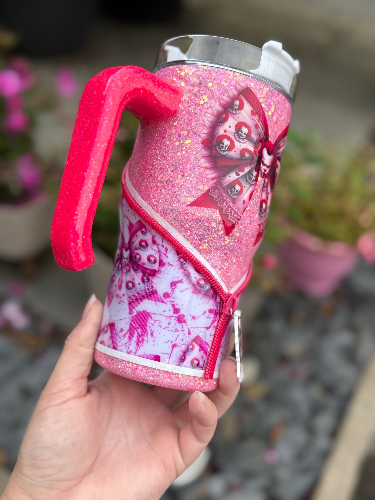 20oz Pink horror tumbler
