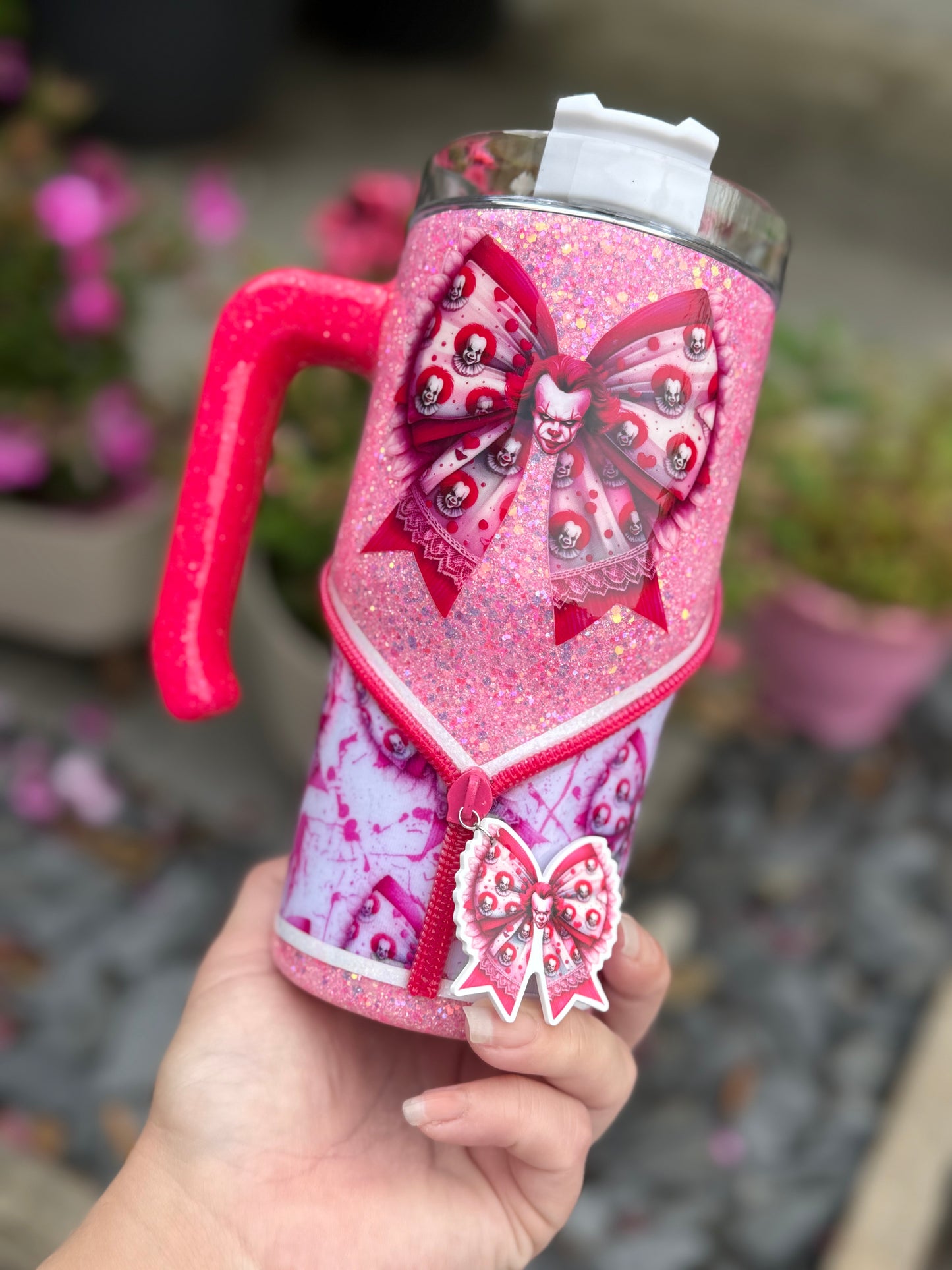 20oz Pink horror tumbler