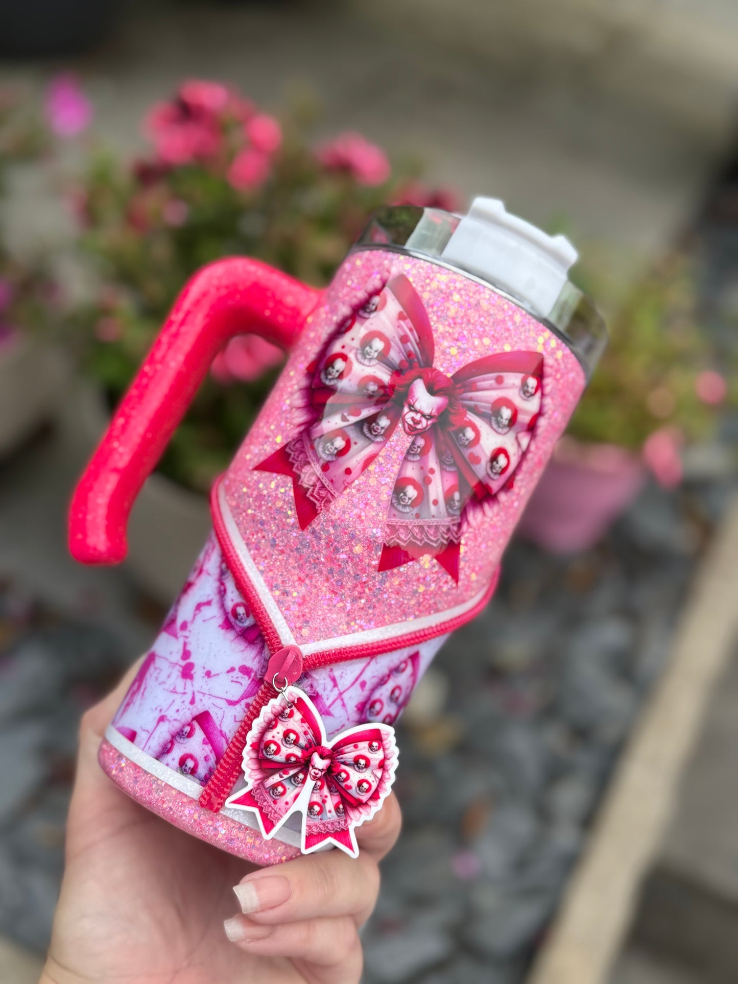 20oz Pink horror tumbler