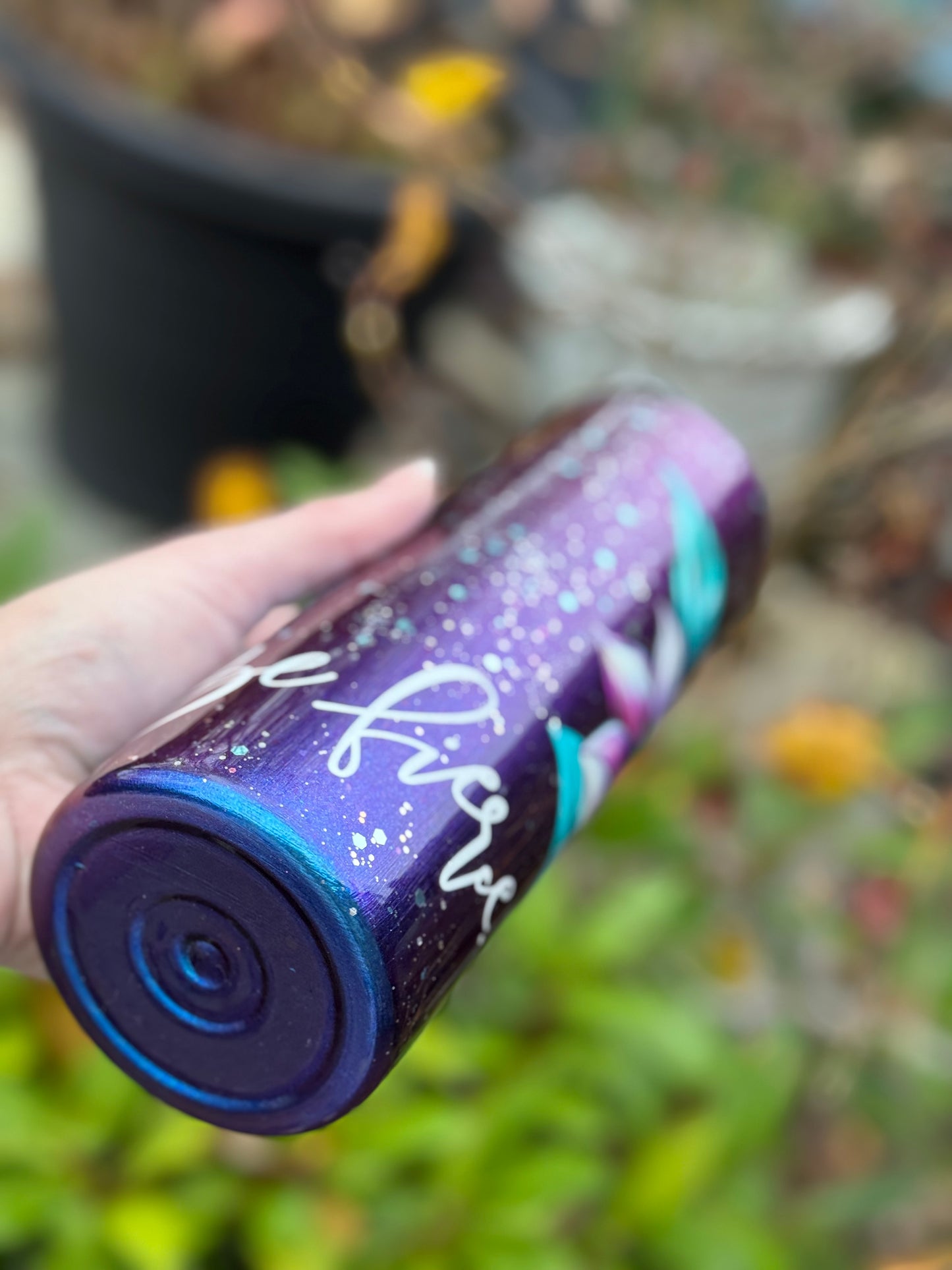 Handmade floral colour shift tumbler