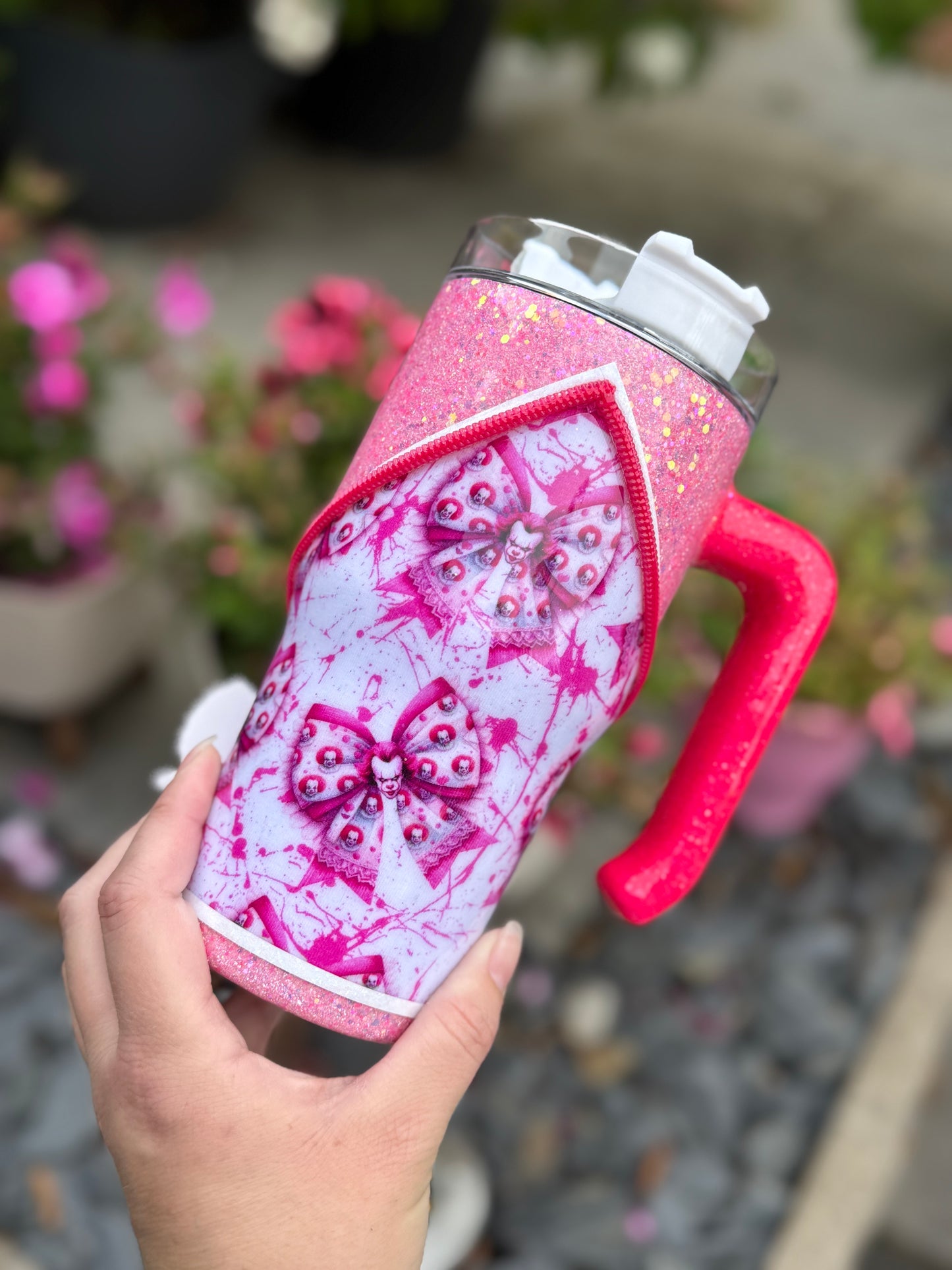 20oz Pink horror tumbler