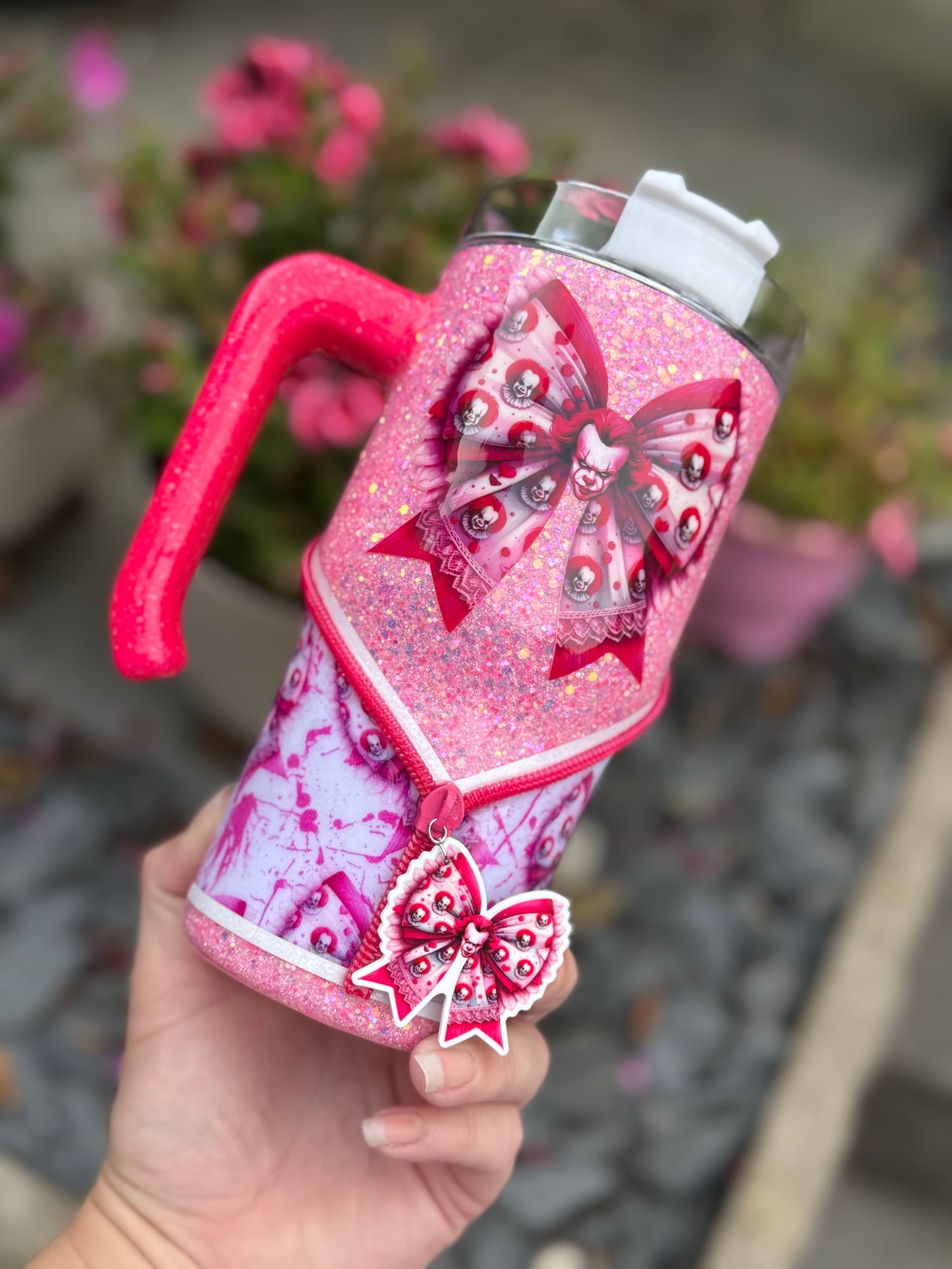 20oz Pink horror tumbler