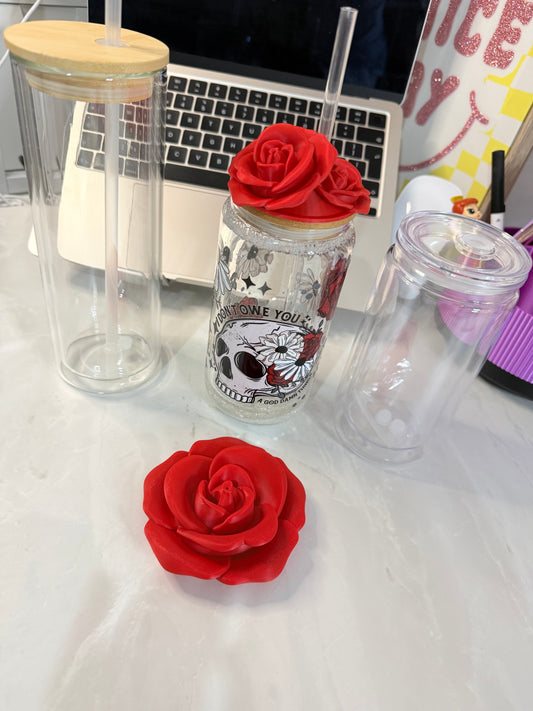 16oz Rose lid toppers
