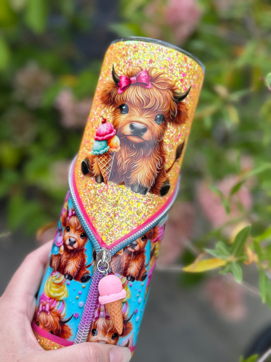 Highland cow Hyperion zipper tumbler